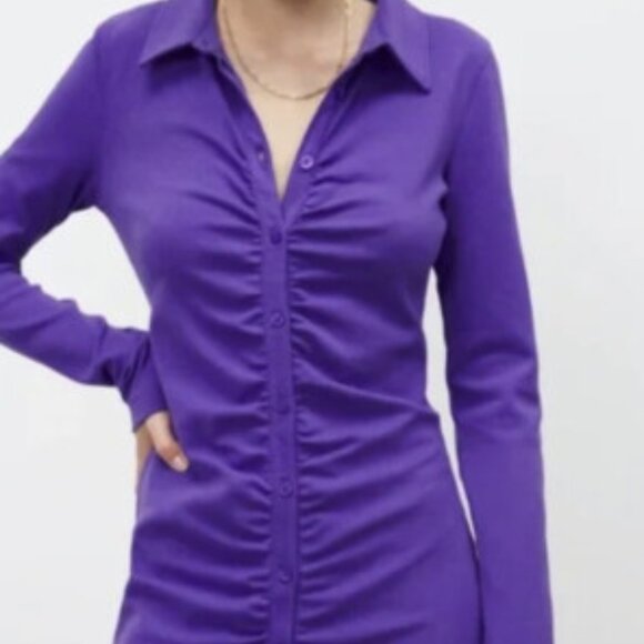 Purple ruched zara midi dress - Picture 2 of 5